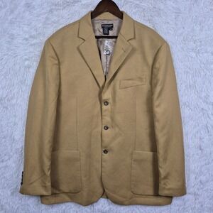 Vtg J. Peterman Mens Tan Cotton Linen Blend 3-Button Blazer Sport Coat Jacket 48